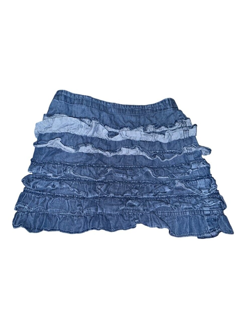 Girls Old Navy Denim Ruffle Skirt Medium Size 8 100% Cotton Elastic Waist Blue L